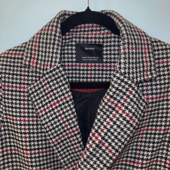 Bershka Long Women's Houndstooth Coat - Picture 7 of 11